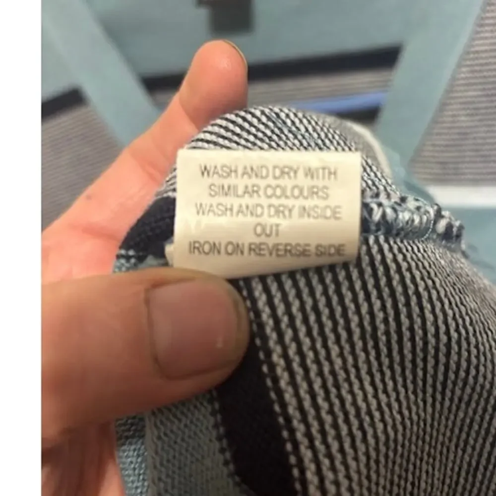 Rogues Gallery wool cardigan striped blue gray white black cotton mens large